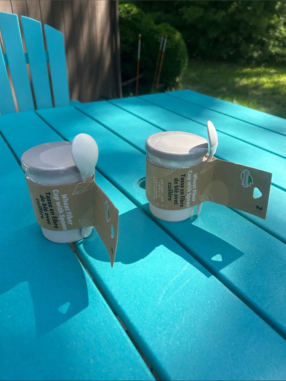 BIOSMART  Wheat Fiber Cup with Spoon / Reusable Travel Mug with Spoon - 2pack